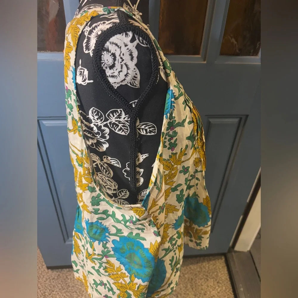 NWT- Savannah Cotton Sleeveless Top - Ochre Leafy Floral - Picture 5 of 13